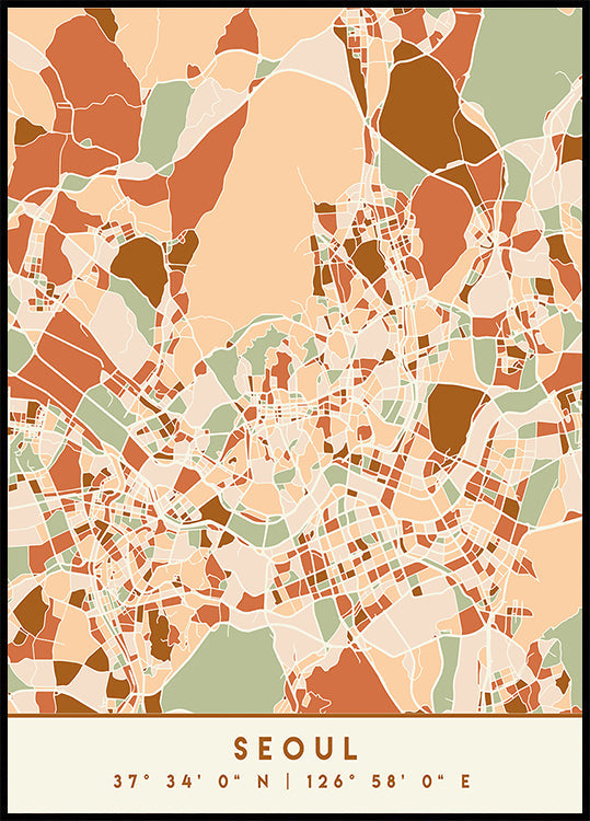 Poster Black Maps Earth Tones 79