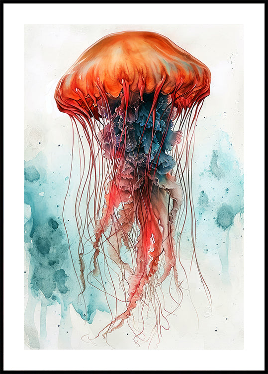 Poster di animali acquerello arte Medusa Sea Life