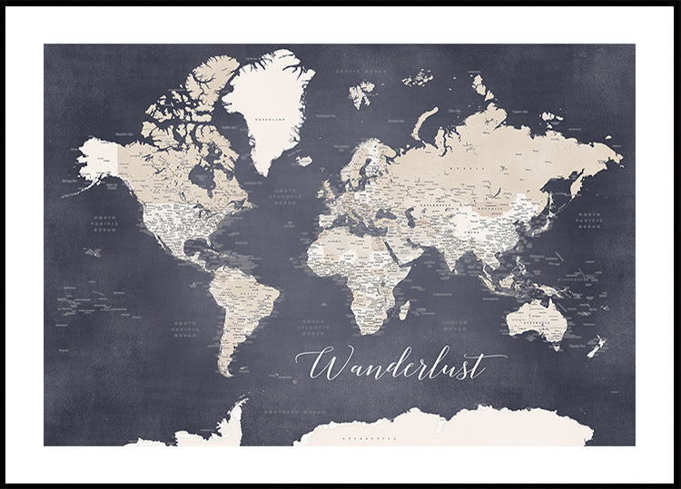 Mappa del mondo Wanderlust Glyn (NUOVO)
