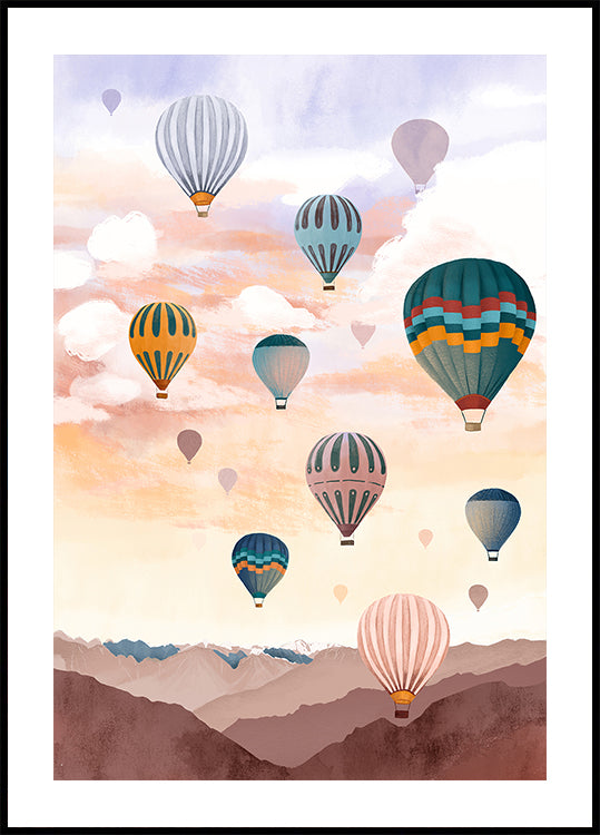 Poster del cielo in mongolfiera