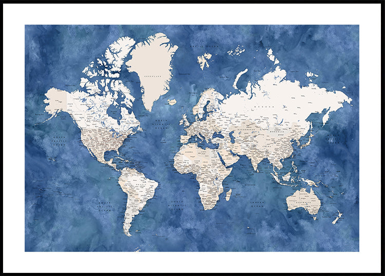 Mappa del mondo dettagliata con città, Sabeen (NUOVO)