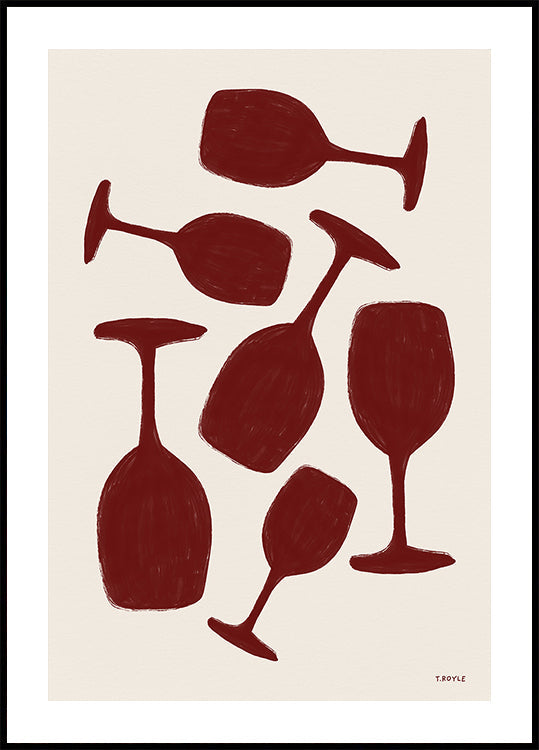Poster astratto di bicchieri di vino