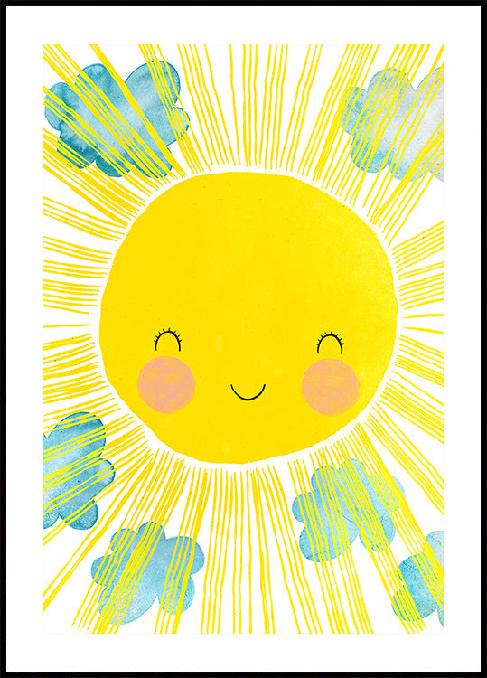 Poster di felicità con sorriso soleggiato