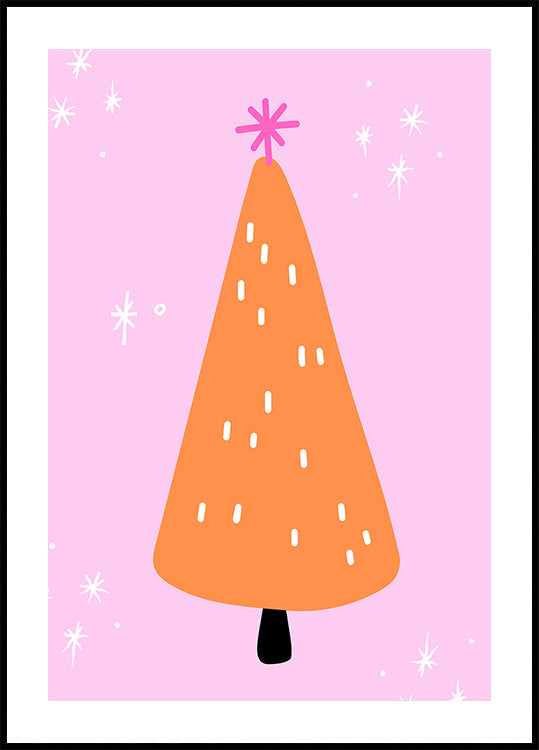 Poster di albero di arancio con rosa e stelle
