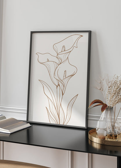 Poster floreale elegante con linee artistiche