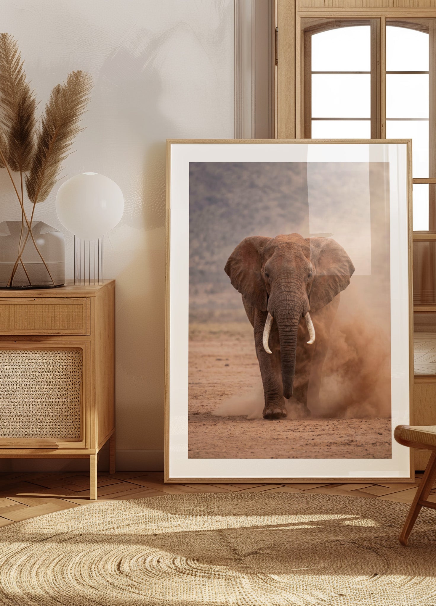 Potente elefante polveroso