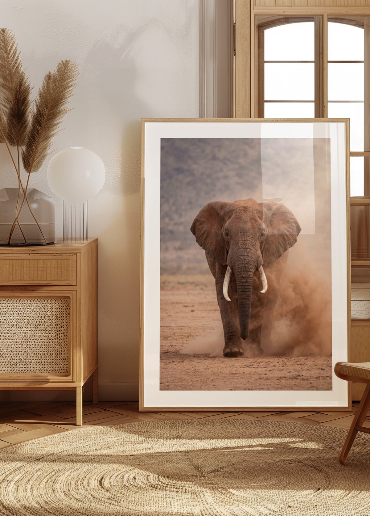 Potente elefante polveroso