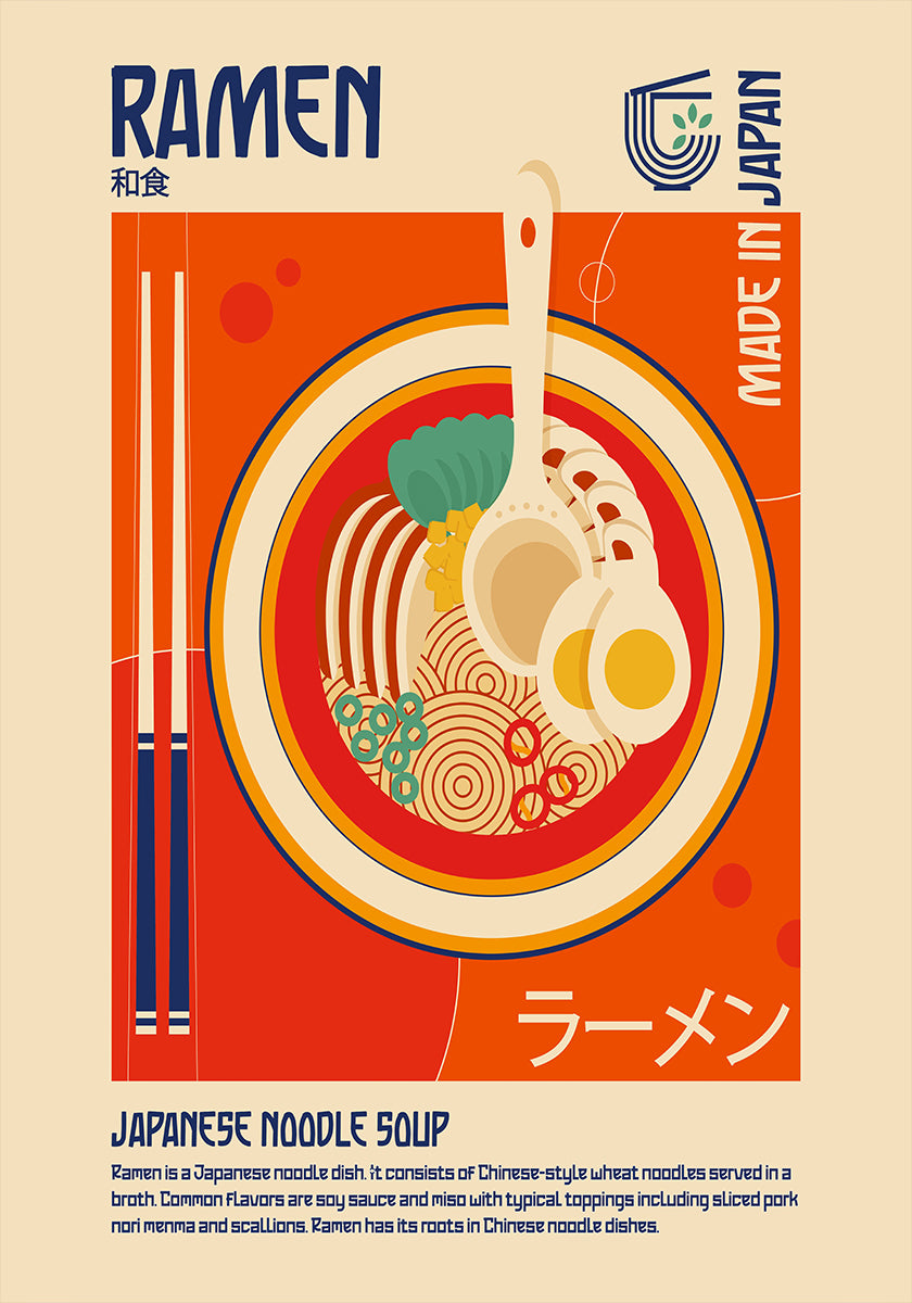 Poster di stampa di cibo giapponese Ramen