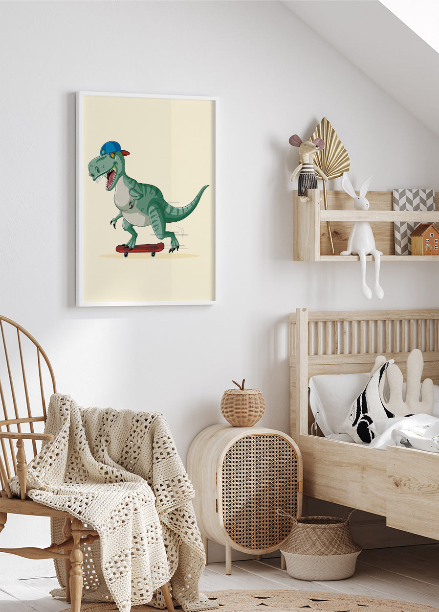 Poster di T-Rex sullo skateboard