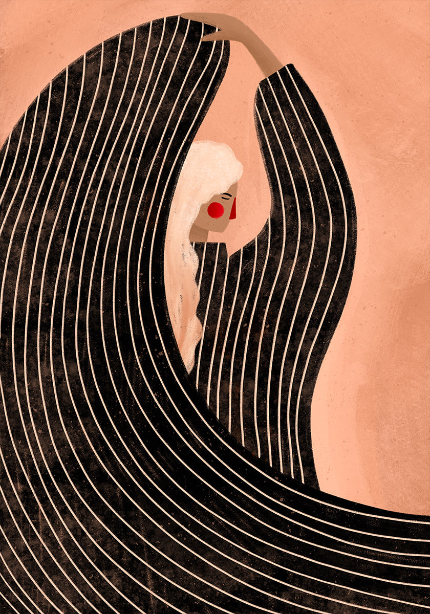 Il poster della donna con il vestito nero