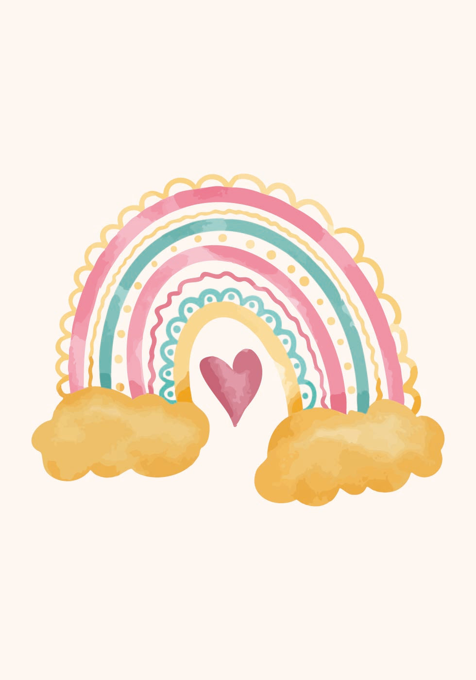Colorful Rainbow and Heart Design Plakat - Posterbox.dk