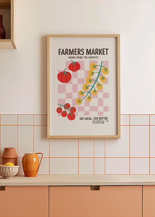 Farmers Market Tomatoes Pink Plakat - Posterbox