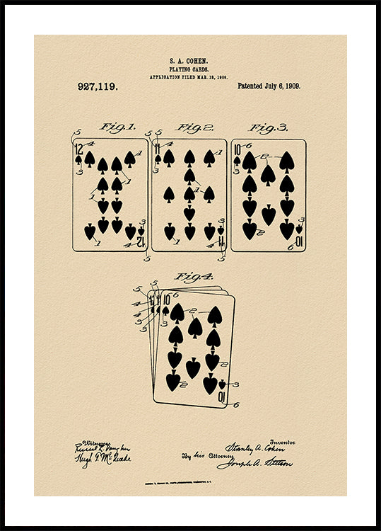 Playing Cards Patent 1909 (NEW) - Posterbox