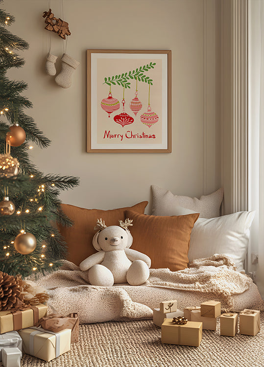 Cheerful little Christmas baubles Plakat - Posterbox