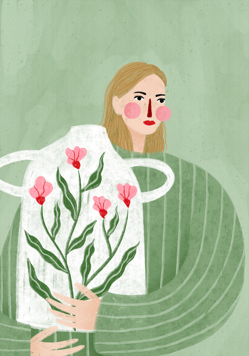 The Woman With Pink Vase Plakat - Posterbox