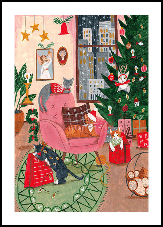 Christmas Cats in NY Plakat - Posterbox