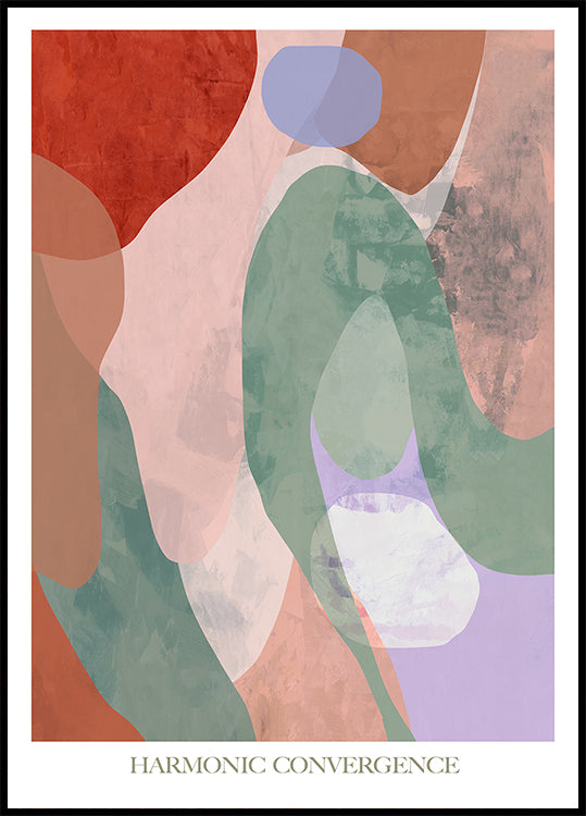 L'immagine è un'opera d'arte astratta con una tavolozza di colori armoniosa e forme organiche.