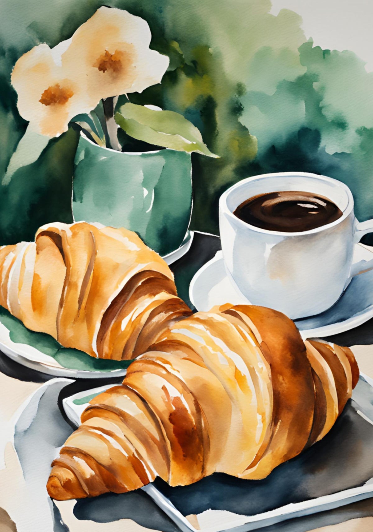 Croissant freschi e caffè