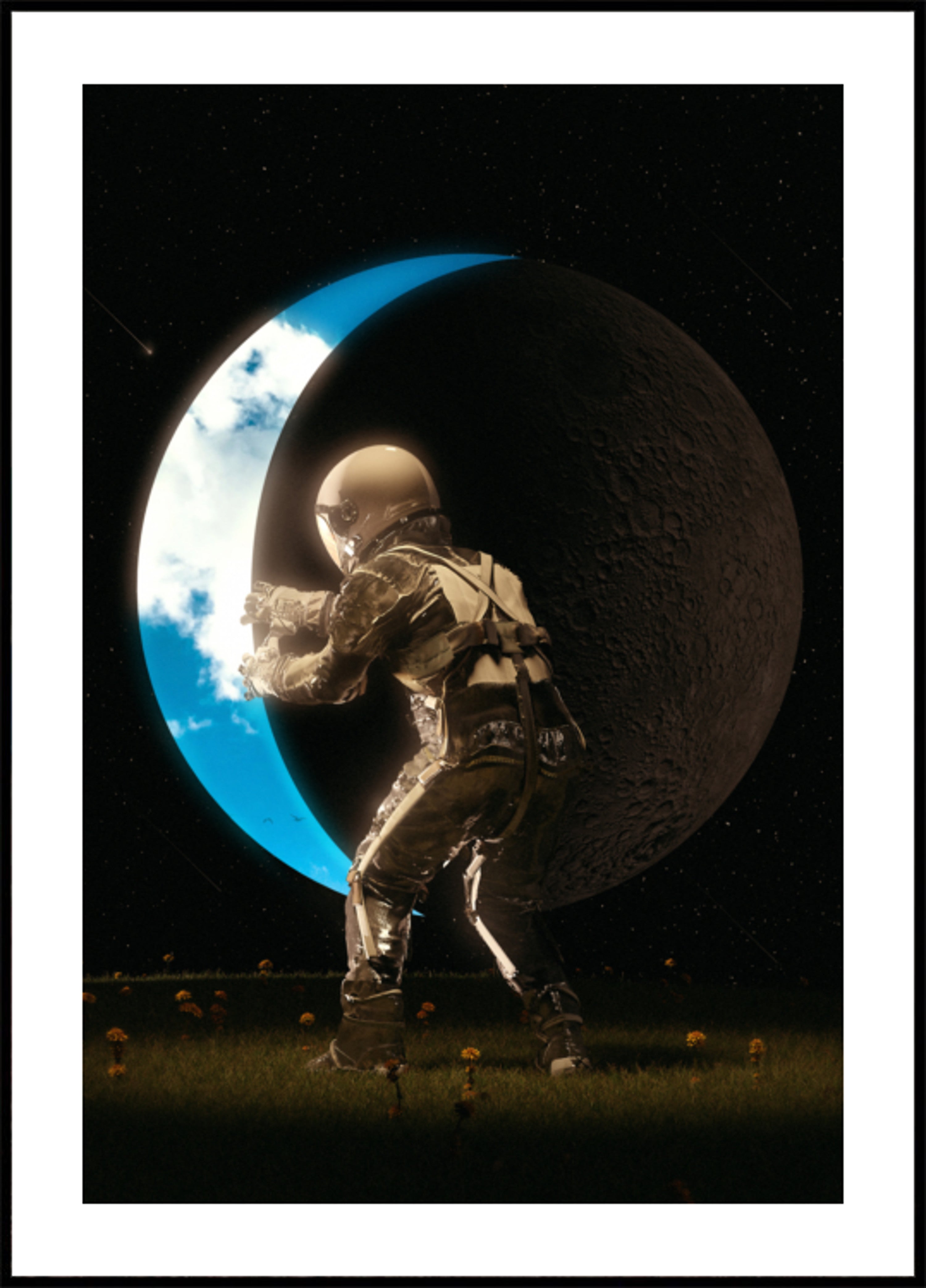 Astronauta che tiene la luna