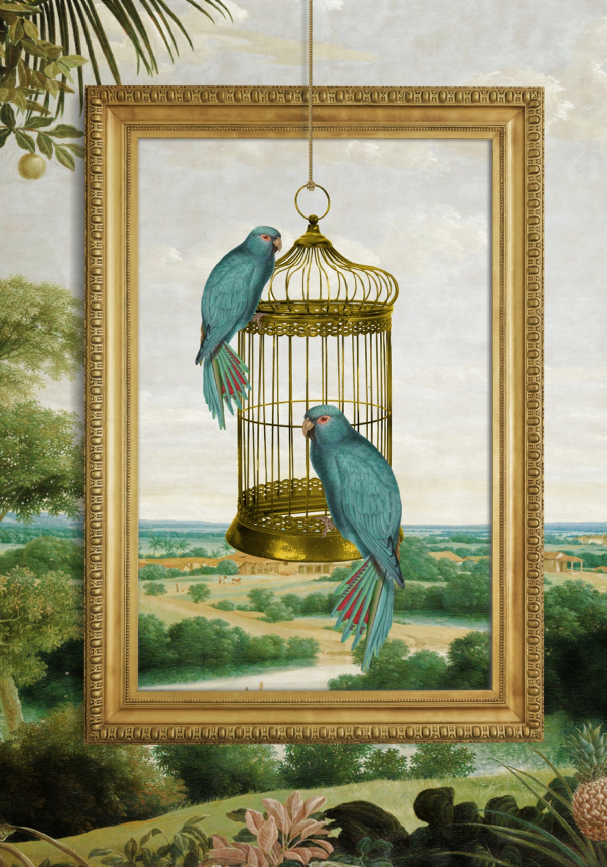 La gabbia dorata del pappagallo blu