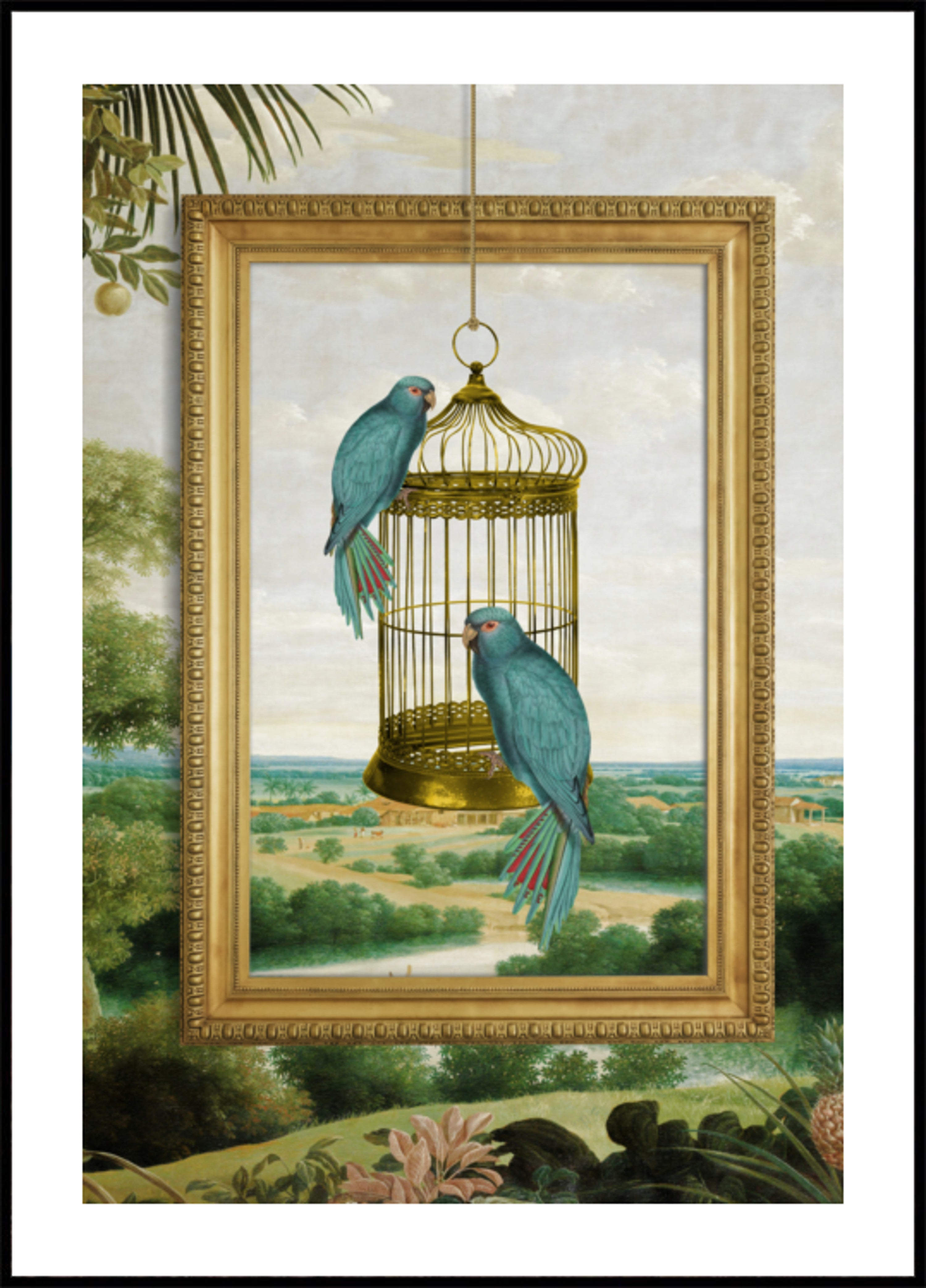 La gabbia dorata del pappagallo blu