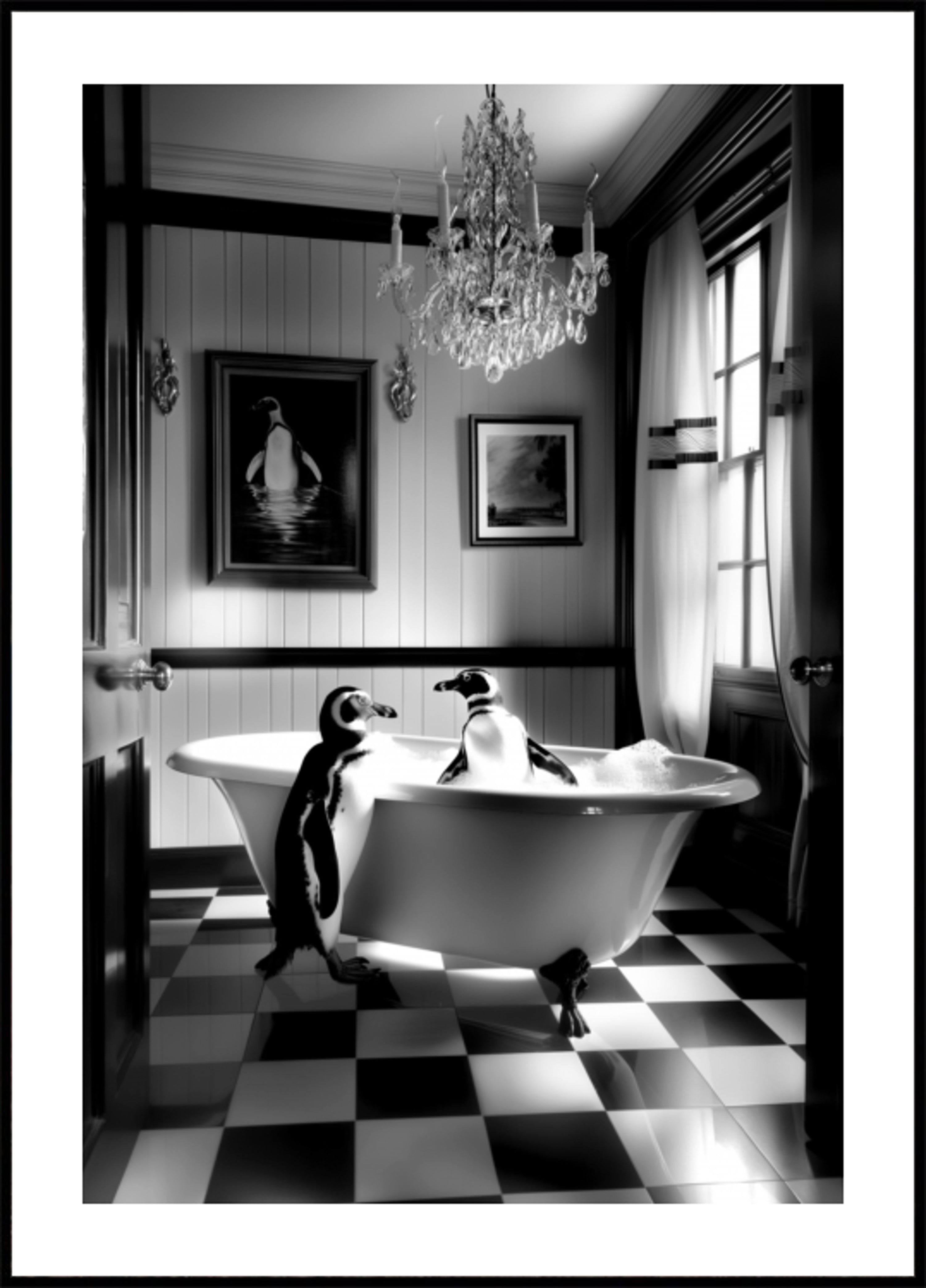 Elegante bagno con pinguino