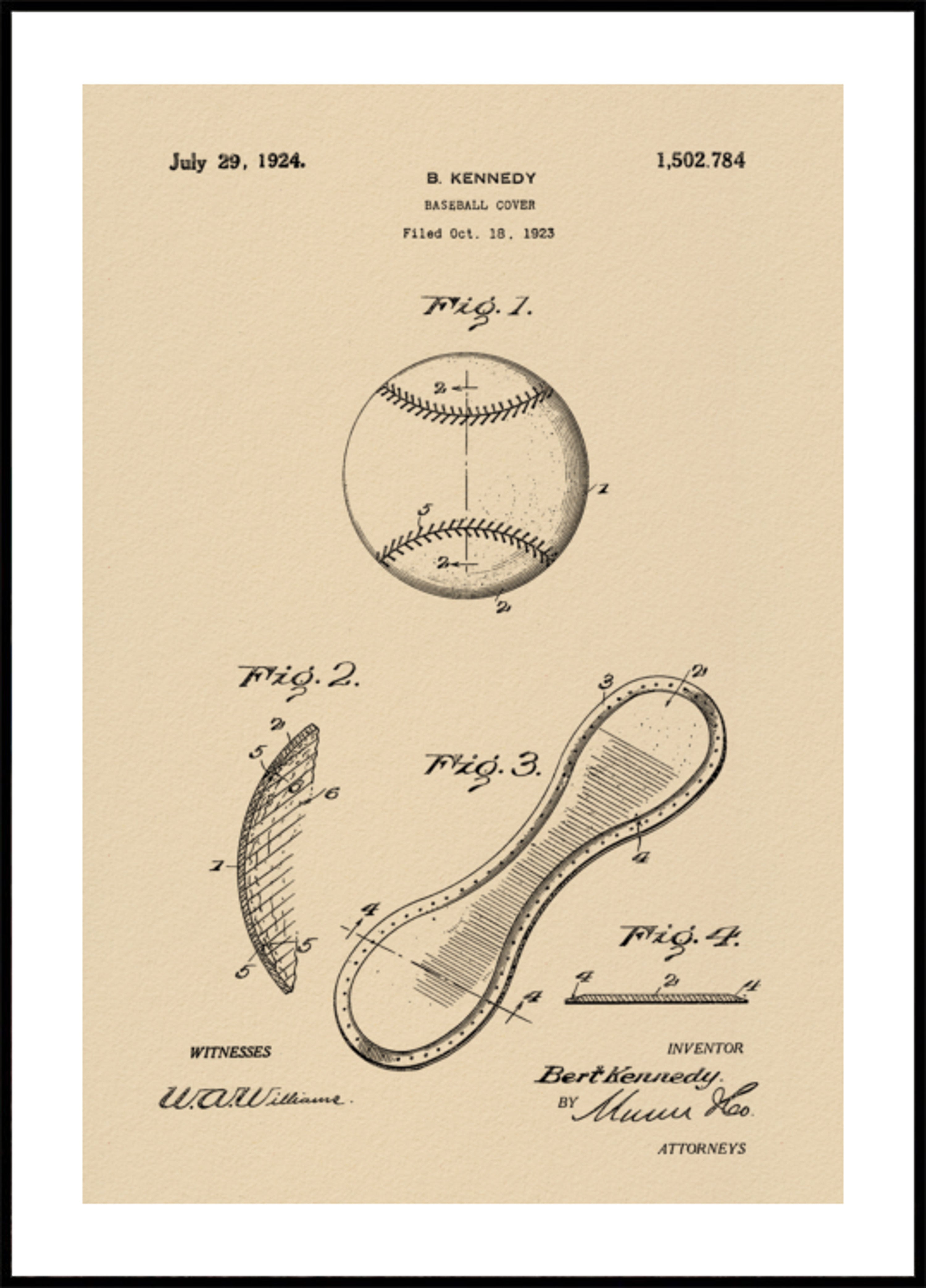 Disegno di brevetto vintage di baseball
