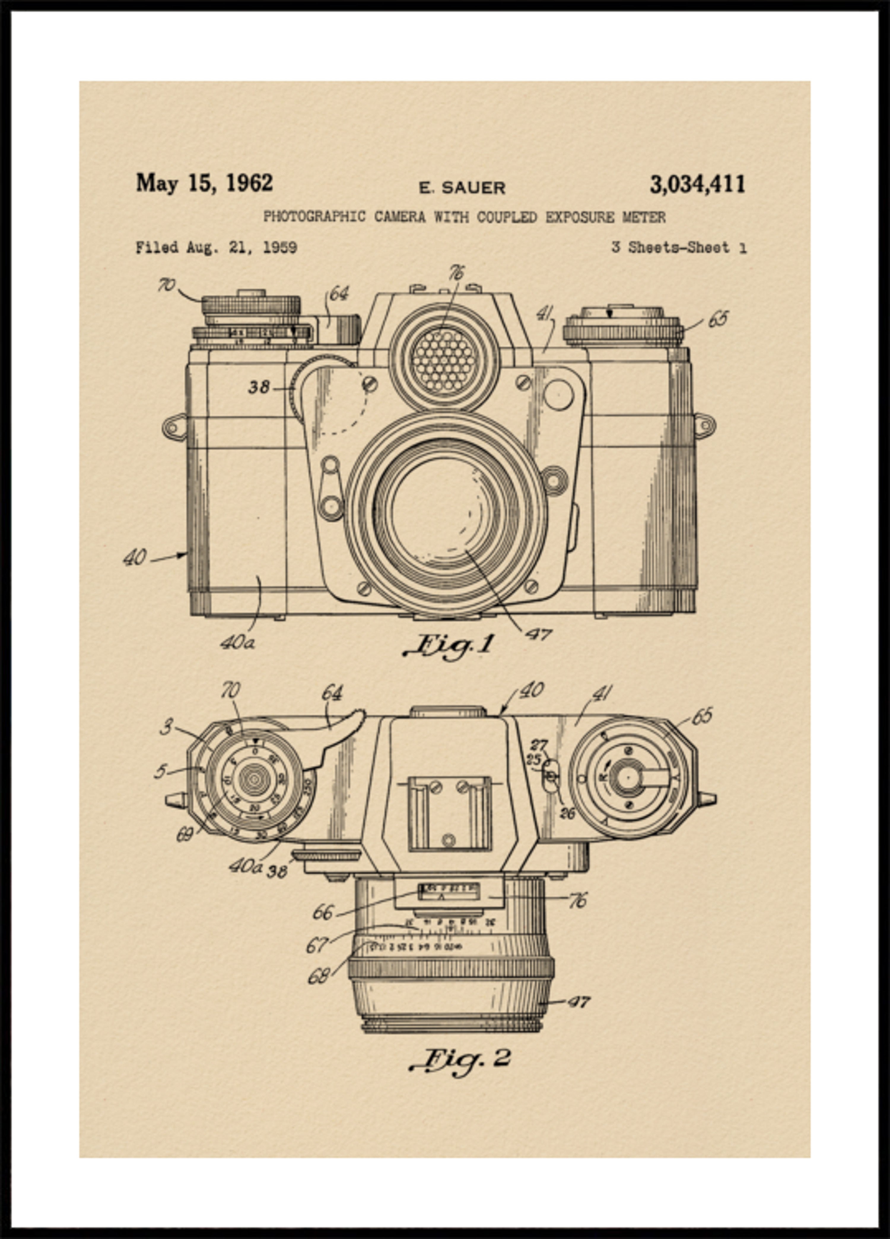 Disegno di brevetto della macchina fotografica d'epoca