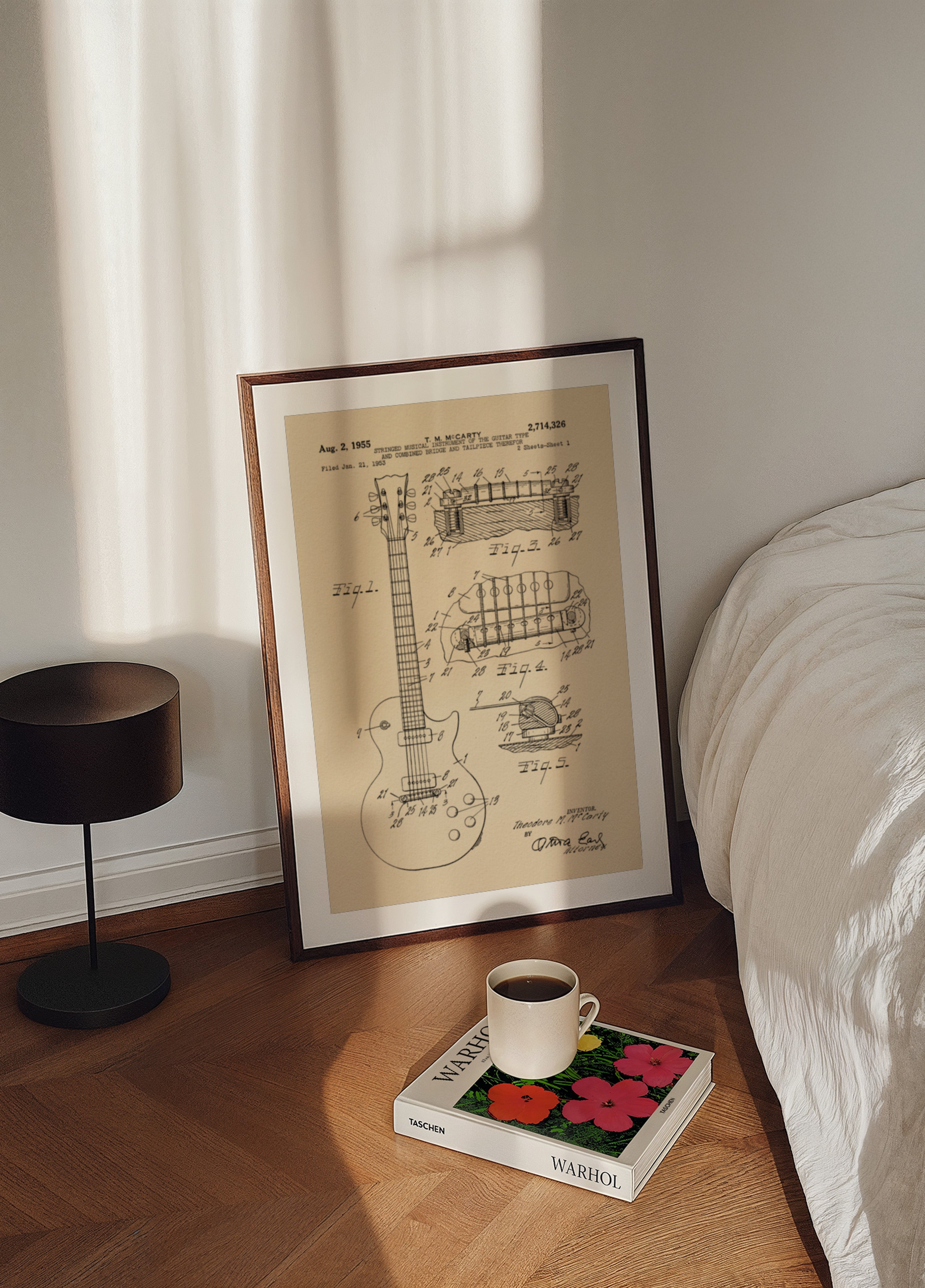 Disegno di brevetto per chitarra vintage