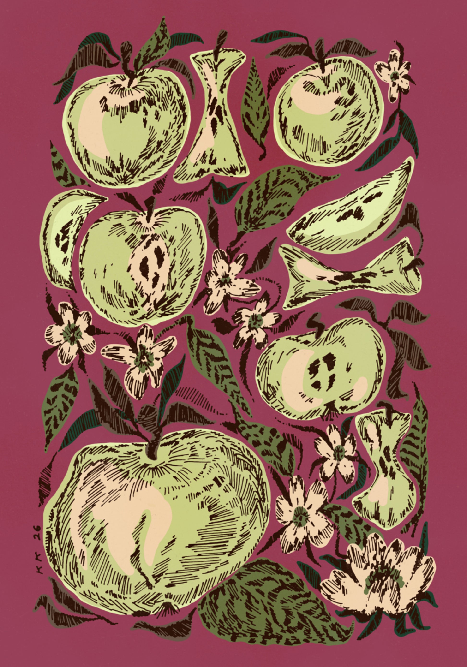 Mele verdi e fiori