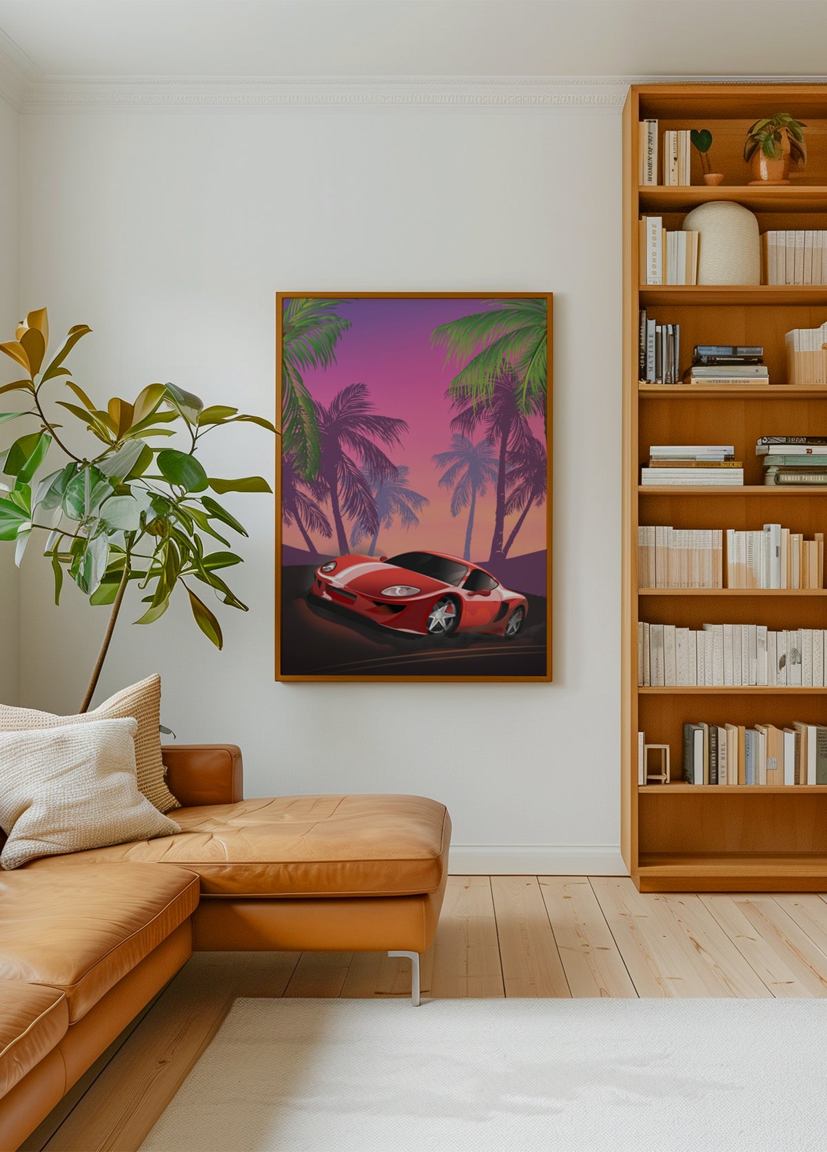 Tramonto rosso dell'automobile sportiva