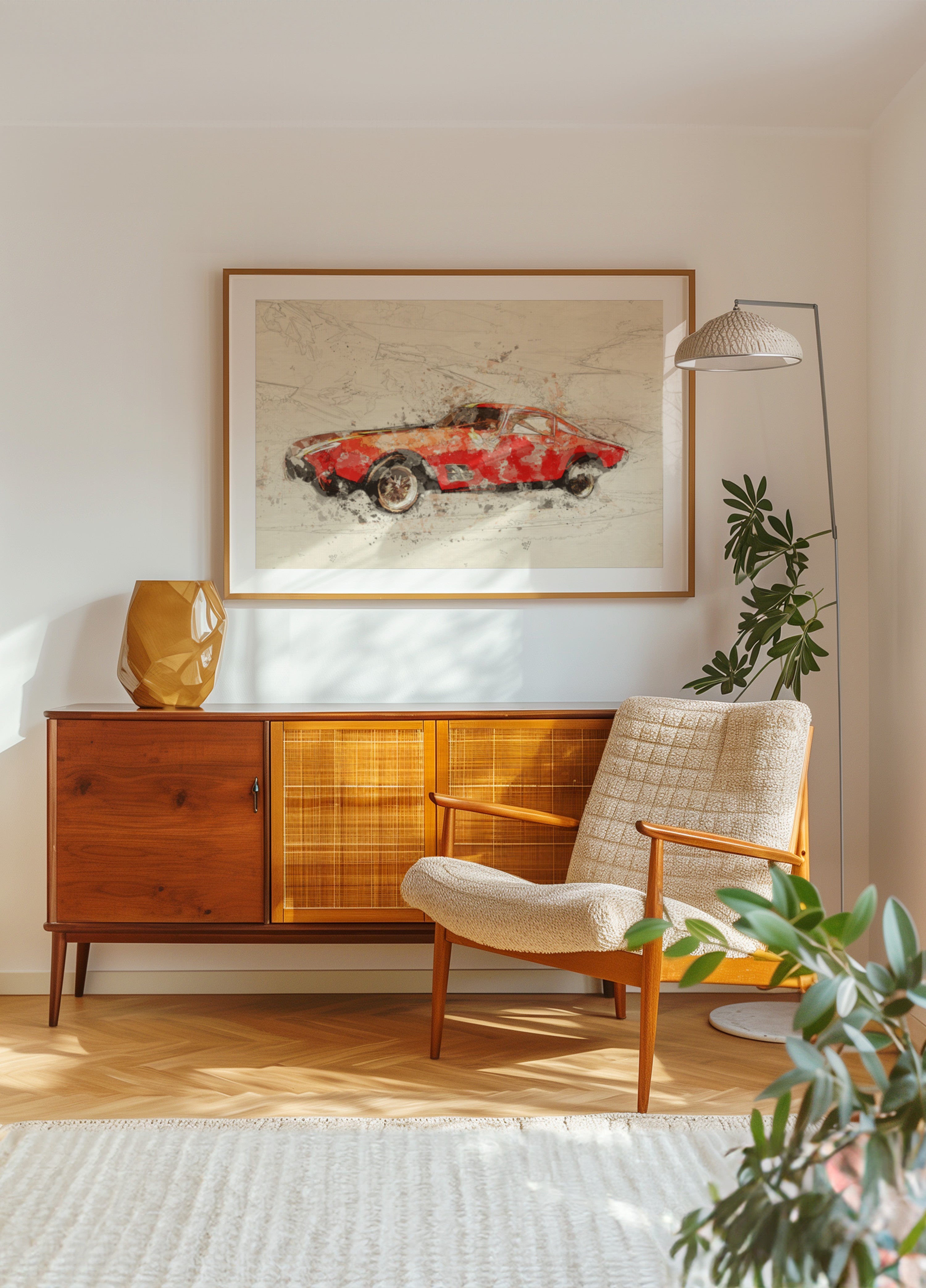 Schizzo di un'auto rossa classica