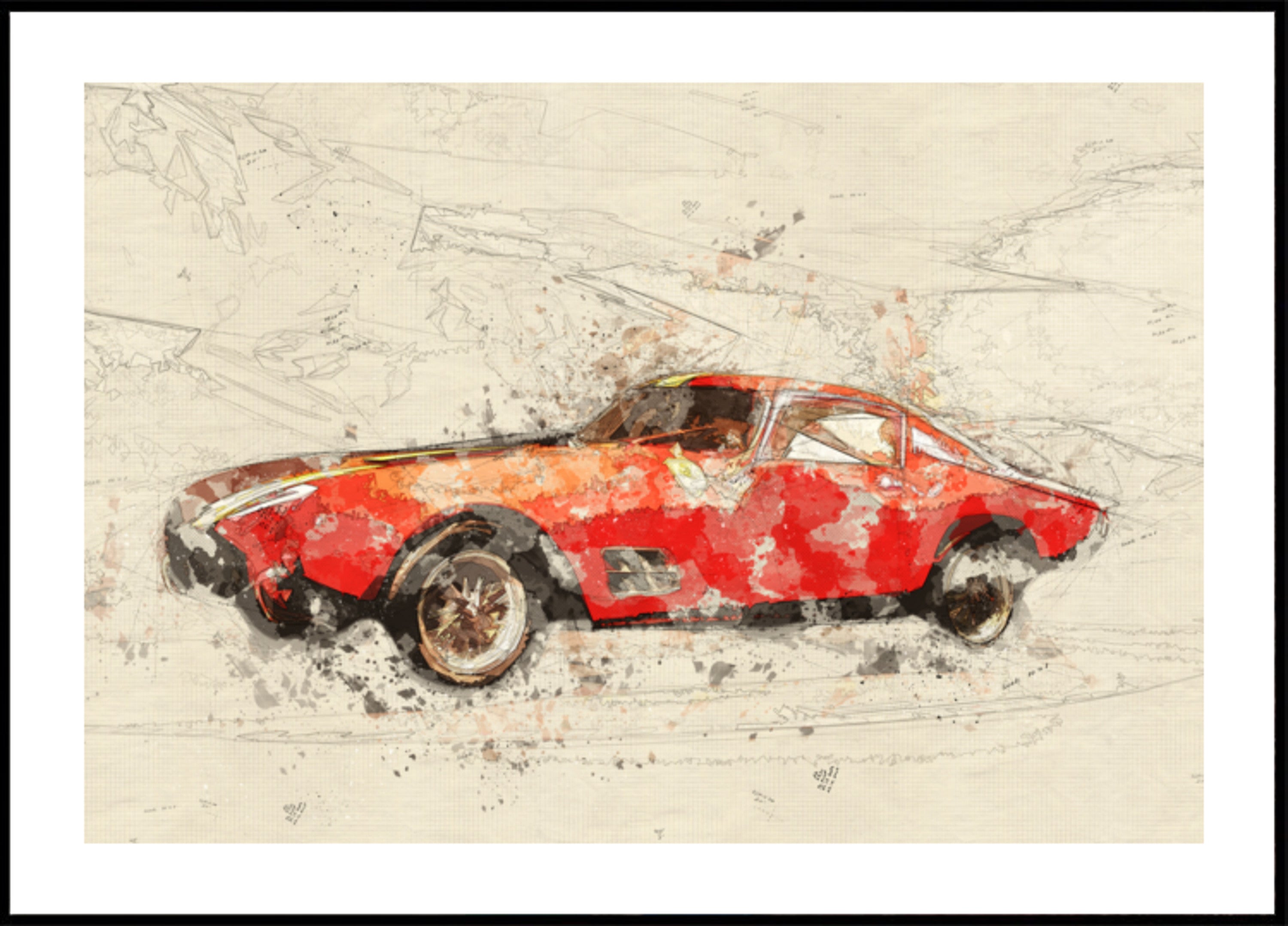 Schizzo di un'auto rossa classica