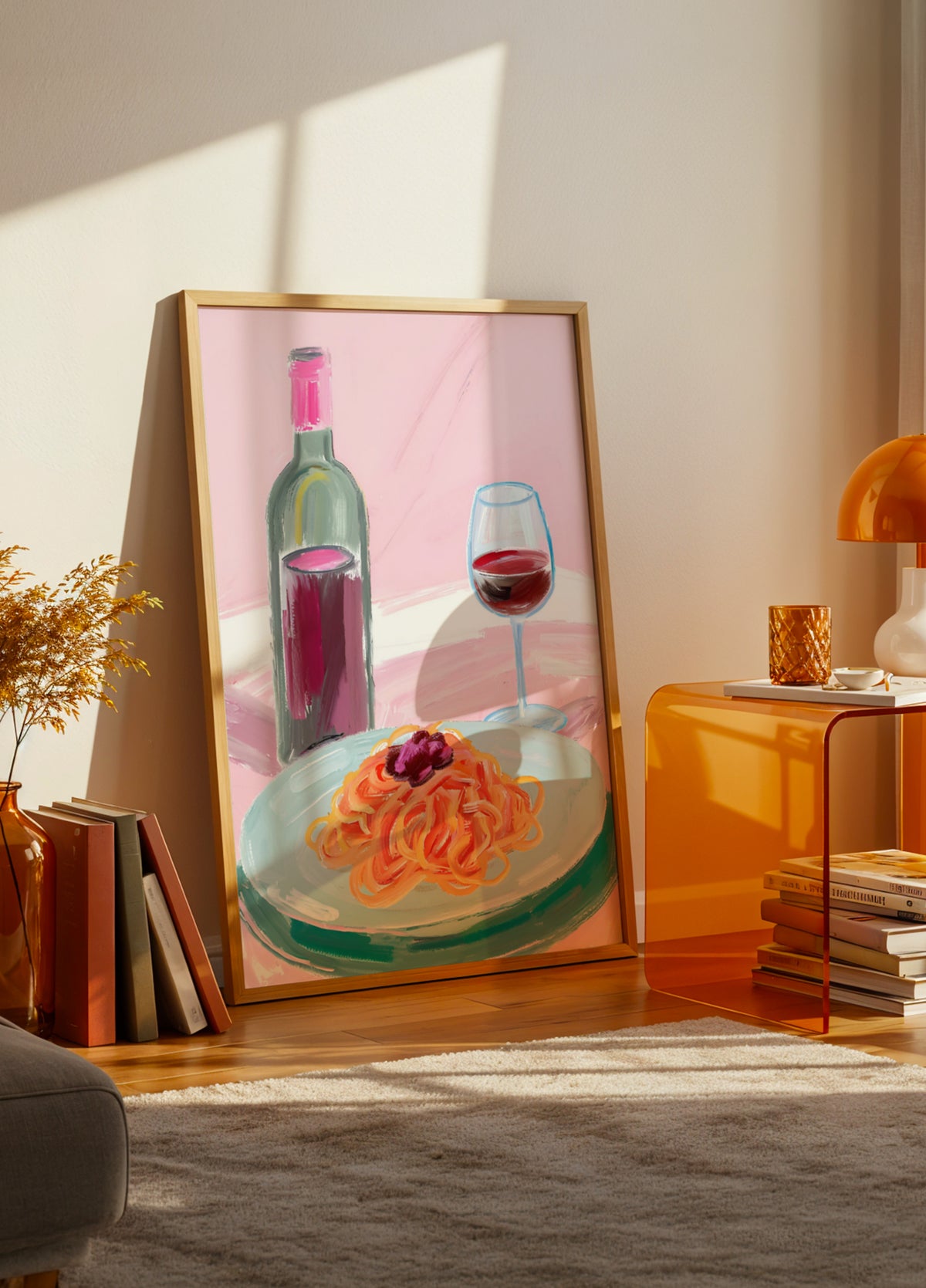 Spaghetti e vino rosso