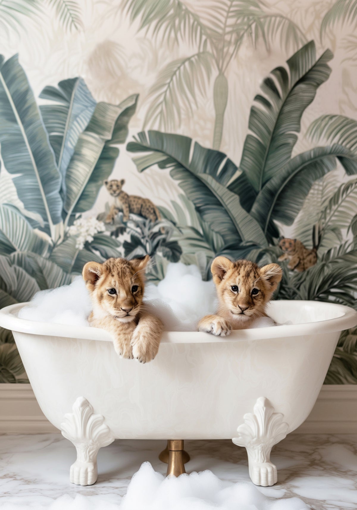 Bagnoschiuma dei cuccioli di leone