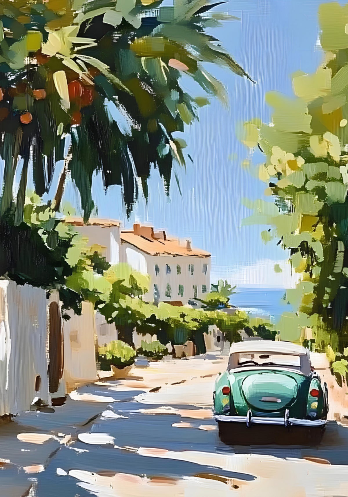 Guida costiera dell'auto verde