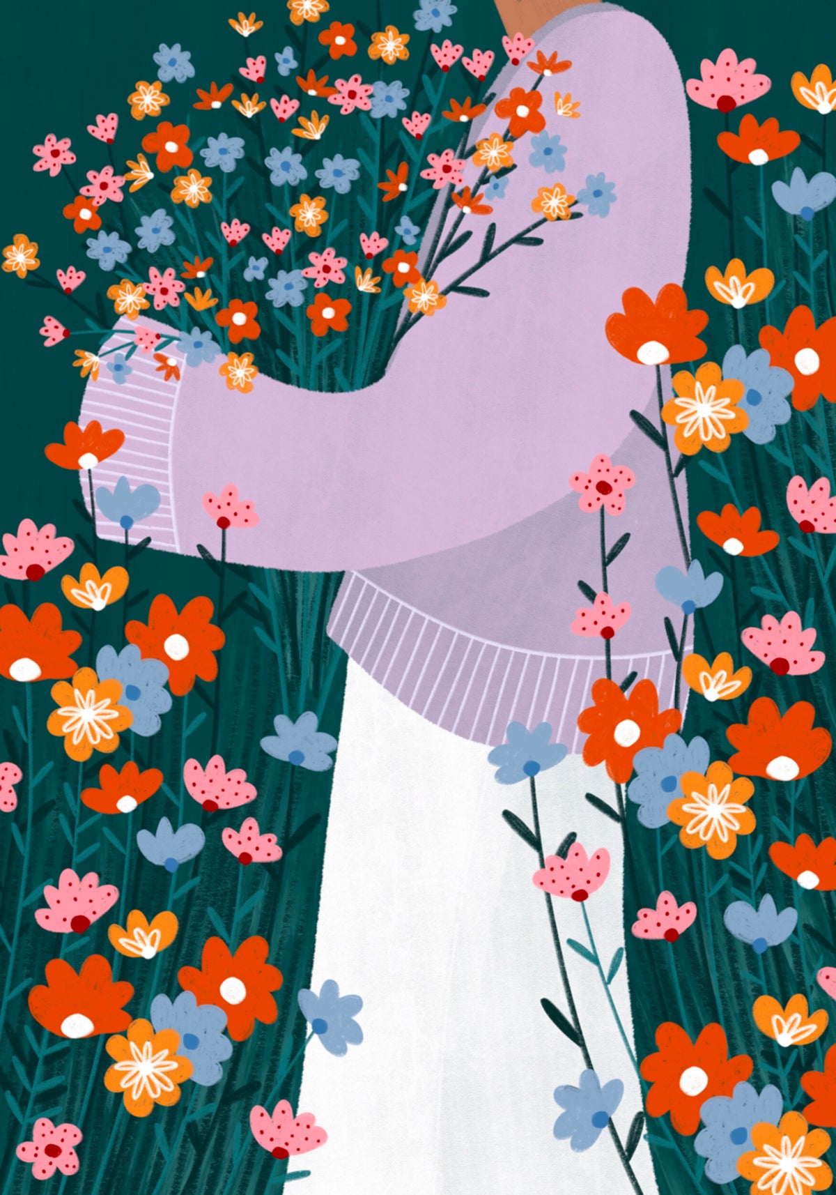 Fiori felici della tenuta della donna