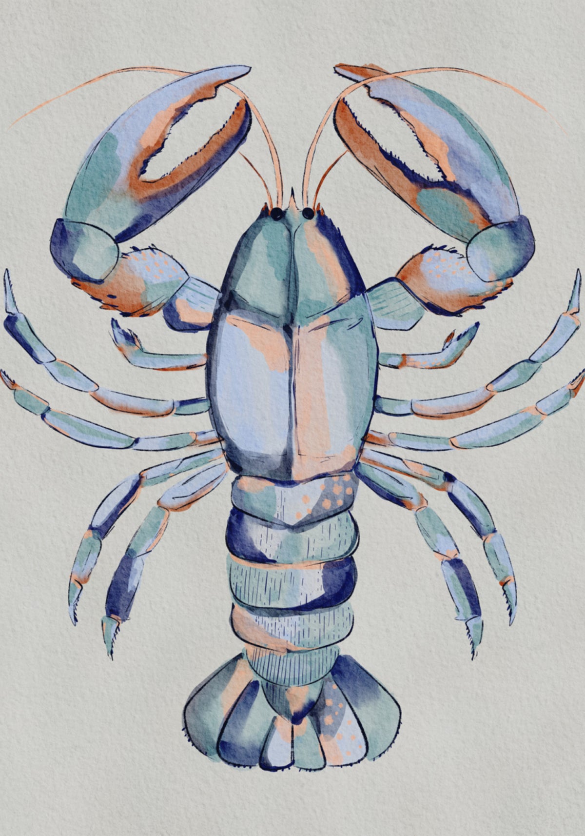 Aragosta blu dell'acquerello