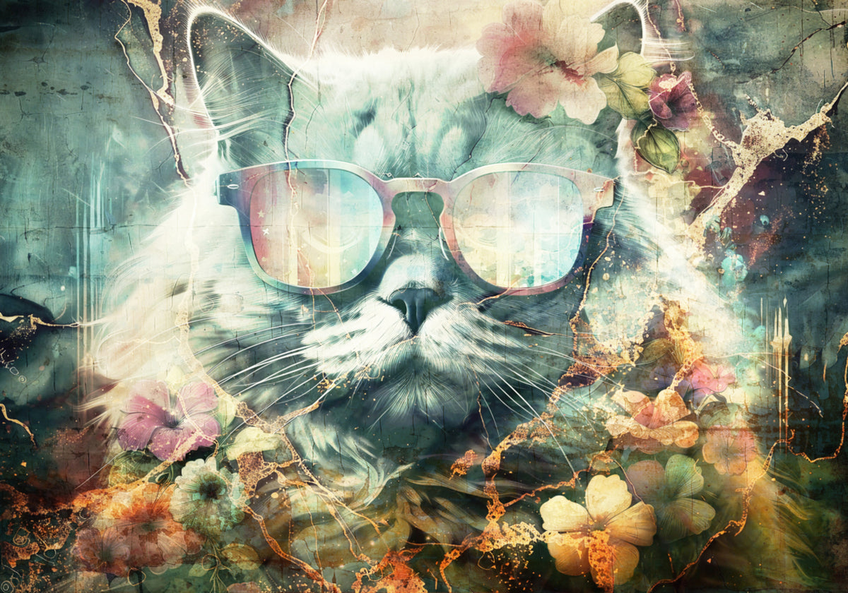Gatto floreale vintage