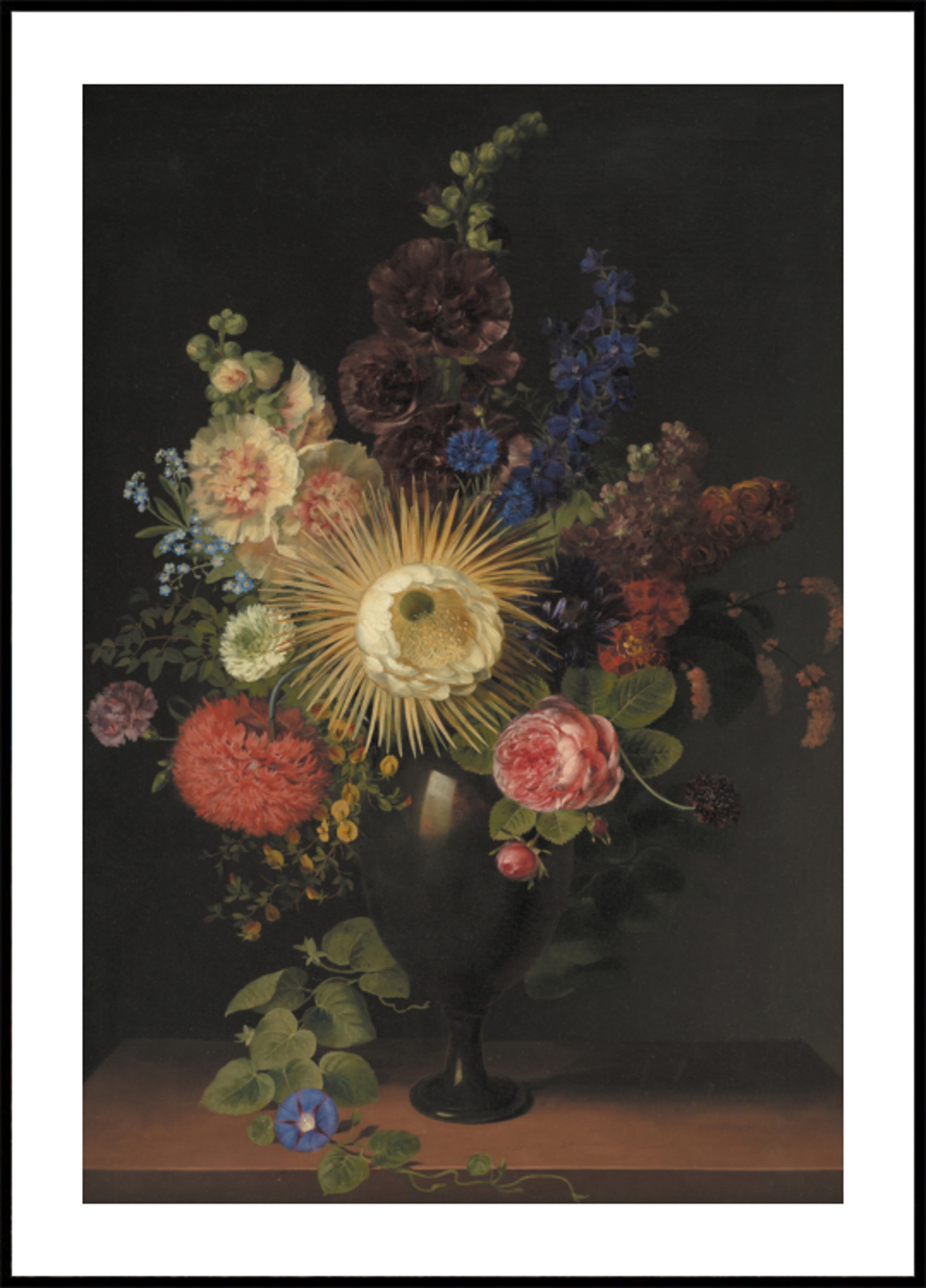 Un vaso in porfido con cactus grandiflora e altri fiori di C. D. Fritzsch