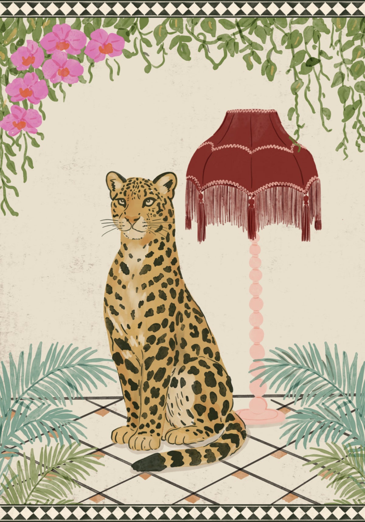 Elegante leopardo tropicale