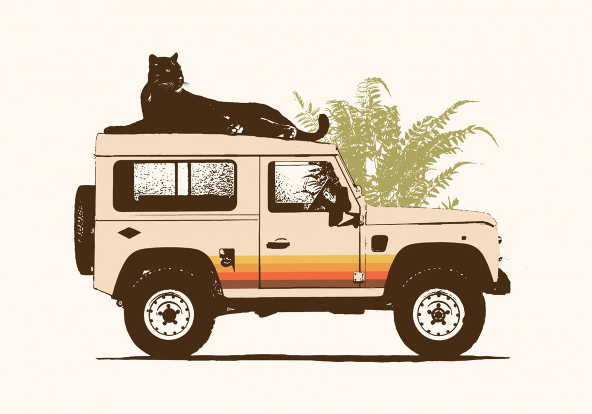Automobile da safari del grande gatto