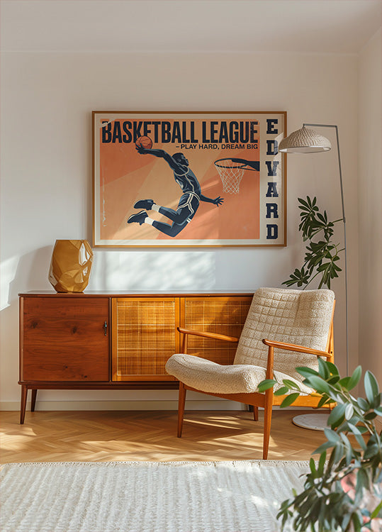 Poster vintage del gioco di basket