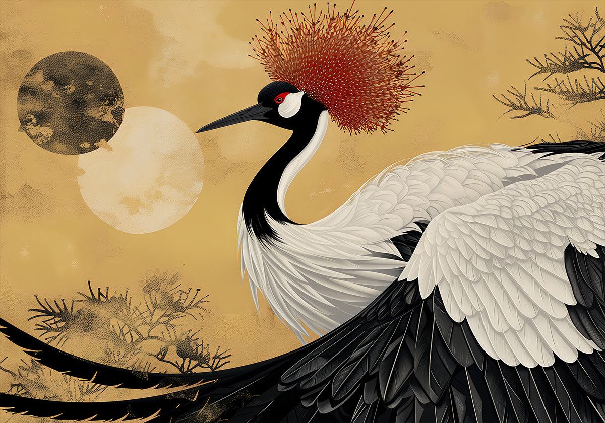 Abstract red-crowned crane Plakat - Posterbox