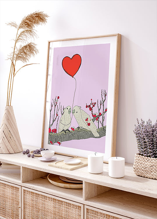 Two Birds Perched On A Branch (NEW) - Posterbox