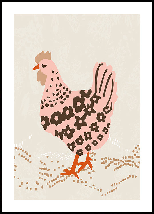 Pink hen on the grass (NEW) - Posterbox