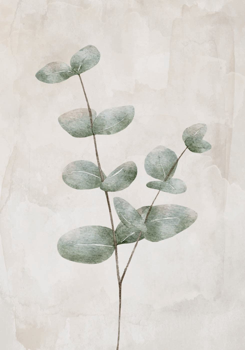 a painting of a plant with green leaves