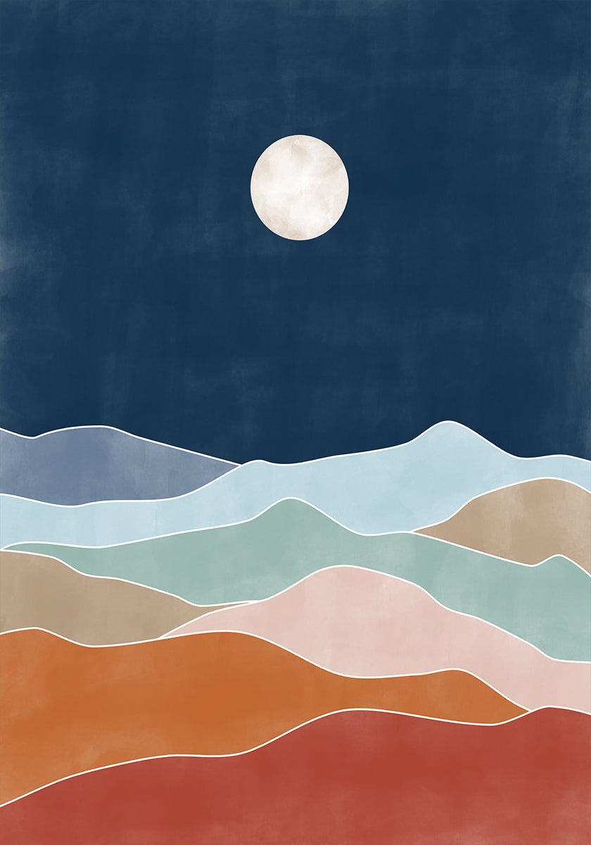 Moonlit Hill Scape  Plakat - Posterbox