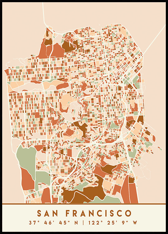 Black Maps Earth Tones 75 Plakat - Posterbox