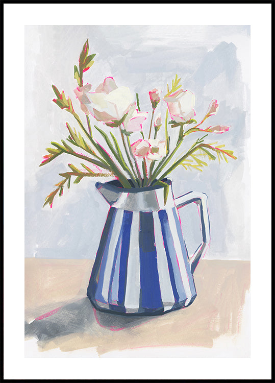 Fresh flowers in a striped vase I (NEW) - Posterbox